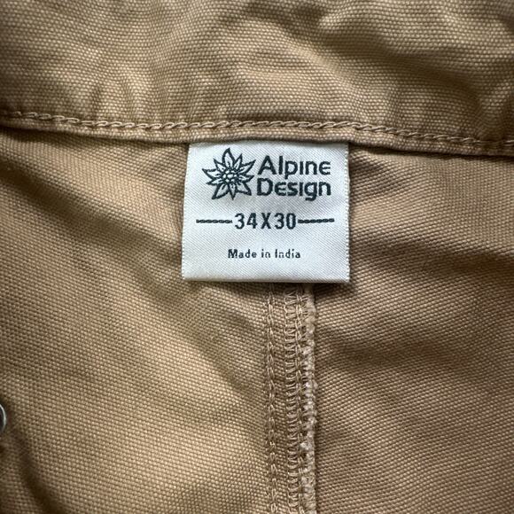 Alpine Design Utility Pants Mens 34 X 30 Brown Khaki 100% ORGANIC Cotton Relaxed - Picture 7 of 13